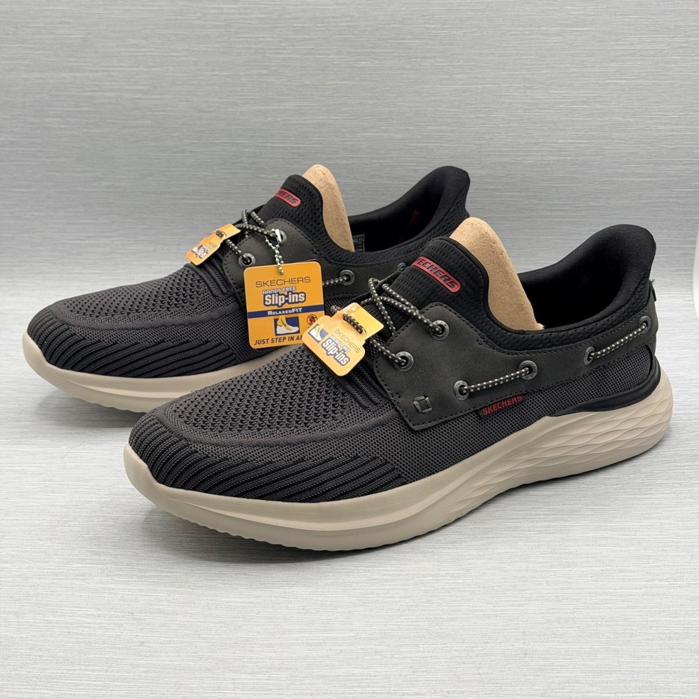Skechers Men's 10 Shoes Gray Slip Ins Sneakers Hands Free Black Lawson 211108